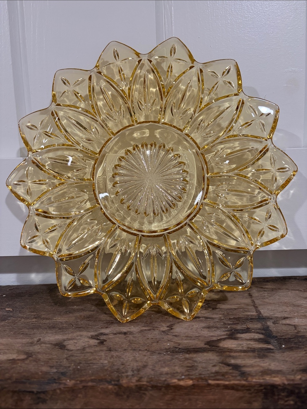 Vintage Federal Glass Serving Plate in Amber